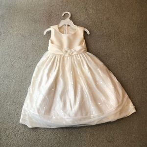 Formal kids sequined dress cream colored
